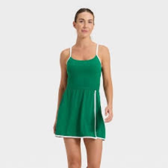 All in Motion Knit Contrast Athletic Dress Green White Size Large - Picture 1 of 5